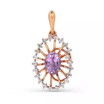 Подвеска с аметистом и фианитами Линии Любви