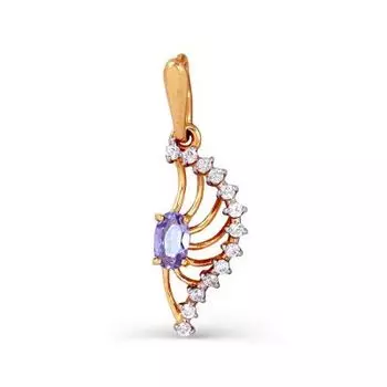 Подвеска с аметистом и фианитами Линии Любви
