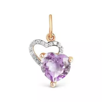 Подвеска с аметистом и фианитами Линии Любви