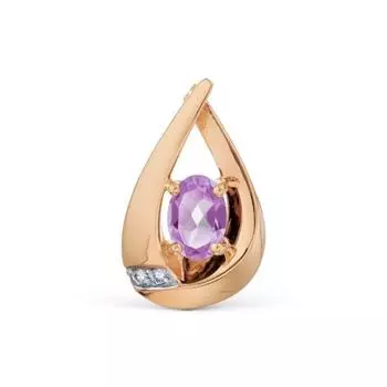 Подвеска с аметистом и фианитами Линии Любви