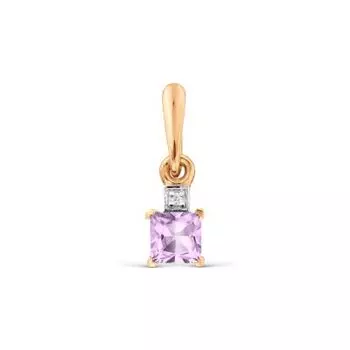 Подвеска с аметистом и фианитом Линии Любви