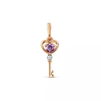 Подвеска с аметистом и фианитом Линии Любви