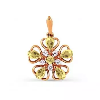 Подвеска с цитринами и фианитами Линии Любви