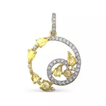 Подвеска с цитринами и фианитами Линии Любви