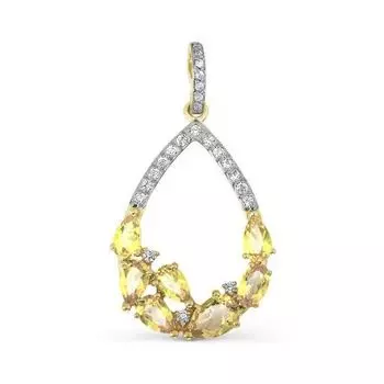 Подвеска с цитринами и фианитами Линии Любви