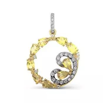 Подвеска с цитринами и фианитами Линии Любви