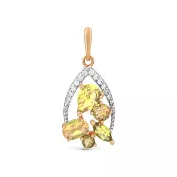 Подвеска с цитринами и фианитами Линии Любви