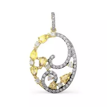 Подвеска с цитринами и фианитами Линии Любви