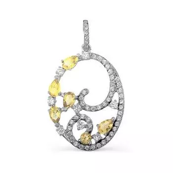 Подвеска с цитринами и фианитами Линии Любви