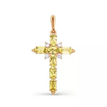 Подвеска с цитринами и фианитами Линии Любви