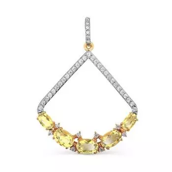 Подвеска с цитринами и фианитами Линии Любви