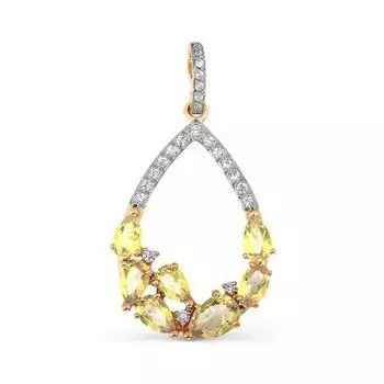 Подвеска с цитринами и фианитами Линии Любви