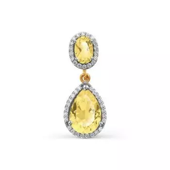 Подвеска с цитринами и фианитами Линии Любви