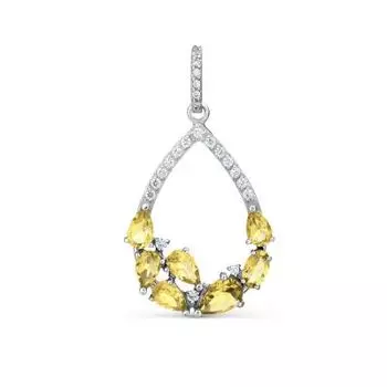 Подвеска с цитринами и фианитами Линии Любви