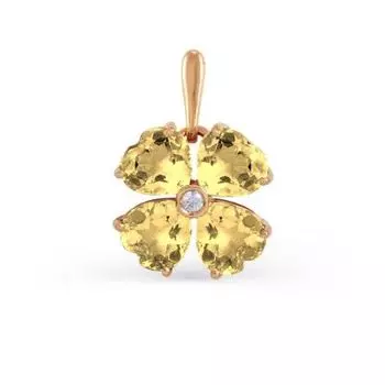 Подвеска с цитринами и фианитом Линии Любви