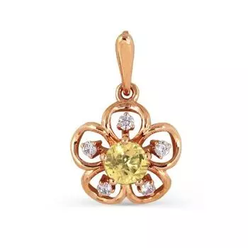 Подвеска с цитрином и фианитами Линии Любви