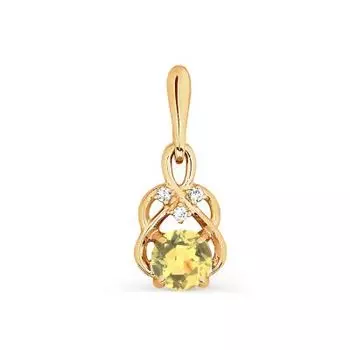 Подвеска с цитрином и фианитами Линии Любви