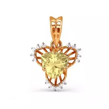 Подвеска с цитрином и фианитами Линии Любви