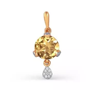 Подвеска с цитрином и фианитами Линии Любви