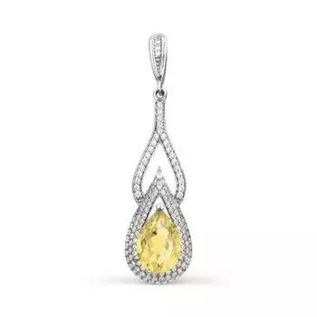 Подвеска с цитрином и фианитами Линии Любви