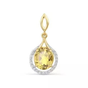 Подвеска с цитрином и фианитами Линии Любви