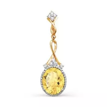 Подвеска с цитрином и фианитами Линии Любви