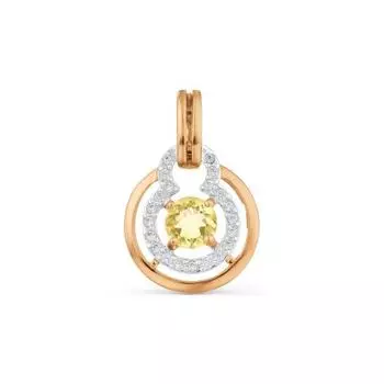 Подвеска с цитрином и фианитами Линии Любви