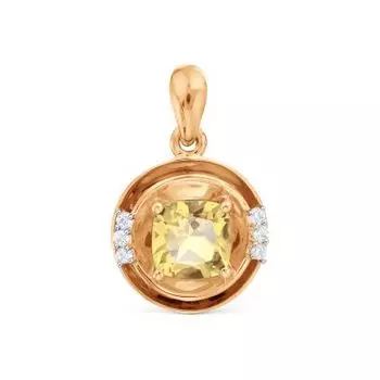 Подвеска с цитрином и фианитами Линии Любви