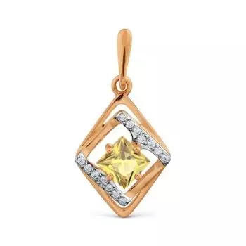 Подвеска с цитрином и фианитами Линии Любви