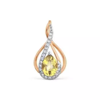 Подвеска с цитрином и фианитами Линии Любви