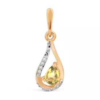 Подвеска с цитрином и фианитами Линии Любви