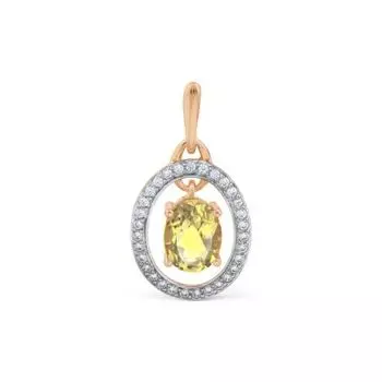 Подвеска с цитрином и фианитами Линии Любви