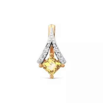 Подвеска с цитрином и фианитами Линии Любви