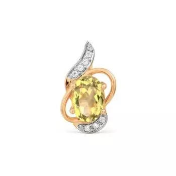 Подвеска с цитрином и фианитами Линии Любви