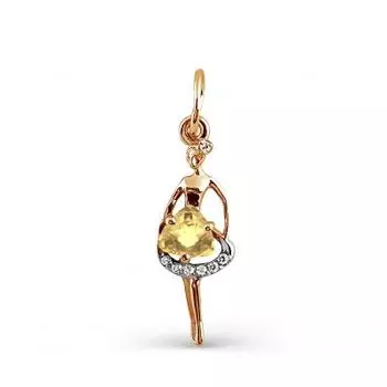 Подвеска с цитрином и фианитами Линии Любви