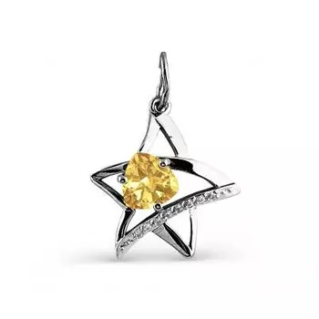 Подвеска с цитрином и фианитами Линии Любви