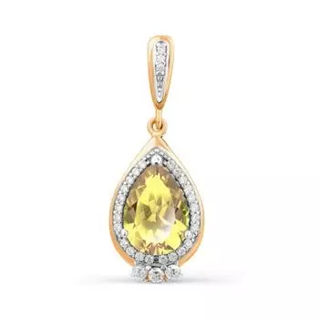 Подвеска с цитрином и фианитами Линии Любви