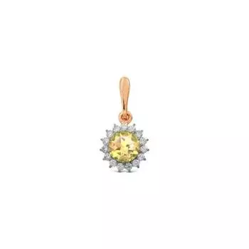 Подвеска с цитрином и фианитами Линии Любви