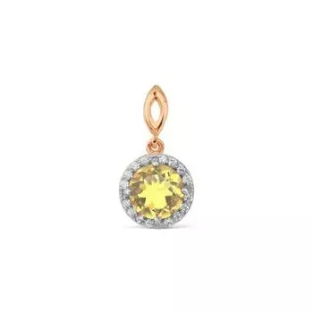 Подвеска с цитрином и фианитами Линии Любви