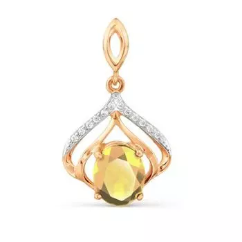 Подвеска с цитрином и фианитами Линии Любви