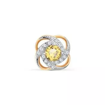 Подвеска с цитрином и фианитами Линии Любви