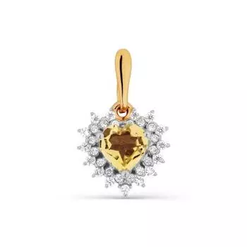 Подвеска с цитрином и фианитами Линии Любви