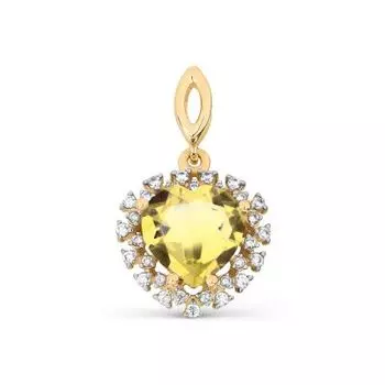 Подвеска с цитрином и фианитами Линии Любви