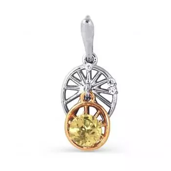 Подвеска с цитрином и фианитами Линии Любви
