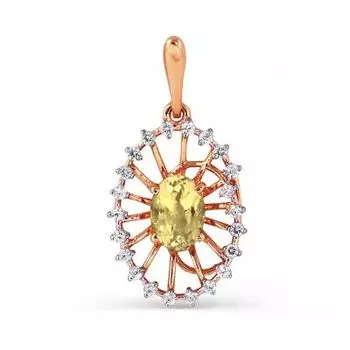 Подвеска с цитрином и фианитами Линии Любви
