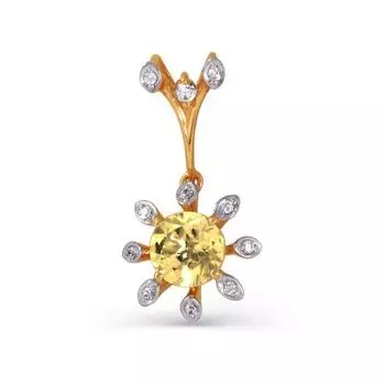 Подвеска с цитрином и фианитами Линии Любви