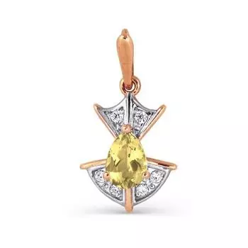 Подвеска с цитрином и фианитами Линии Любви