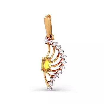 Подвеска с цитрином и фианитами Линии Любви