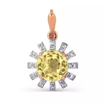 Подвеска с цитрином и фианитами Линии Любви