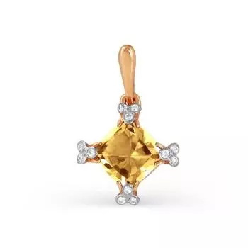 Подвеска с цитрином и фианитами Линии Любви